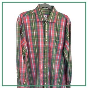 Peter Millar Men's Dress Shirt Sz Lg.‎ Plaid Button Down Weekender Finish EUC
